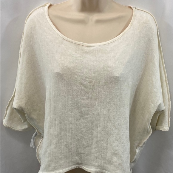 Forever 21 Satin White Crinkled Scoop Neck Top L/G - Picture 8 of 15